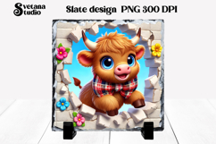 Funny cow slate PNG design | Cow in wall sublimation Product Image 1