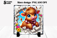 Funny cow slate PNG design | Cow in wall sublimation Product Image 1