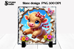 Funny cow slate PNG design | Cow in wall sublimation Product Image 1