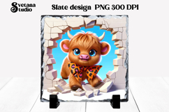 Funny cow slate PNG design | Cow in wall sublimation Product Image 1