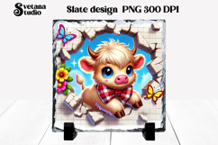 Funny cow slate PNG design | Cow in wall sublimation Product Image 1