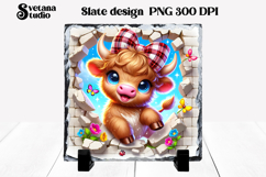 Funny cow slate PNG design | Cow in wall sublimation Product Image 1