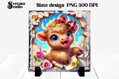 Funny cow slate PNG design | Cow in wall sublimation Product Image 1