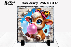 Funny cow slate PNG design | Cow in wall sublimation Product Image 1