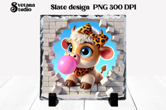 Funny cow slate PNG design | Cow in wall sublimation Product Image 1
