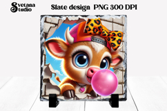 Funny cow slate PNG design | Cow in wall sublimation Product Image 1