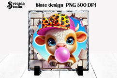 Funny cow slate PNG design | Cow in wall sublimation Product Image 1