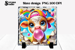 Funny cow slate PNG design | Cow in wall sublimation Product Image 1