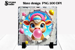 Funny cow slate PNG design | Cow in wall sublimation Product Image 1