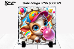 Funny cow slate PNG design | Cow in wall sublimation Product Image 1