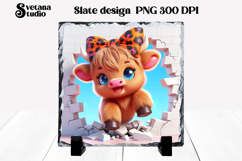 Funny cow slate PNG design | Cow in wall sublimation Product Image 1