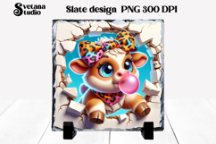 Funny cow slate PNG design | Cow in wall sublimation Product Image 1