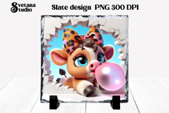 Funny cow slate PNG design | Cow in wall sublimation Product Image 1