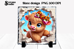 Funny cow slate PNG design | Cow in wall sublimation Product Image 1