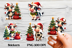 Christmas cow stickers | Cute farm animal sticker printable Product Image 1