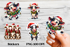 Christmas cow stickers | Cute farm animal sticker printable Product Image 5