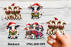 Christmas cow stickers | Cute farm animal sticker printable Product Image 6