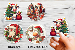 Christmas cow stickers | Cute farm animal sticker printable Product Image 1