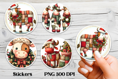 Christmas cow stickers | Cute farm animal sticker printable Product Image 1