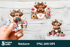 Cute highland cow stickers bundle | Farm animal stickers Product Image 6
