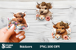 Cute highland cow stickers bundle | Farm animal stickers Product Image 7