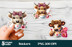 Cute highland cow stickers bundle | Farm animal stickers Product Image 8