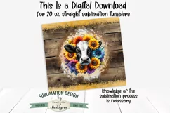 Cow with Colorful Sunflowers 20oz Seamless Tumbler Wrap Product Image 2