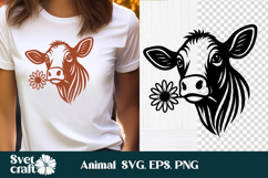 Cute cow flower SVG design | Farm animal SVG design Product Image 1
