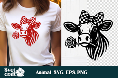 Cute cow flower SVG design | Farm animal SVG design Product Image 1