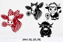 Cute cow flower SVG design | Farm animal SVG design Product Image 1