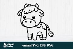 Cute highland cow SVG bundle | Farm animal SVG silhouette Product Image 6