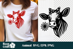 Cute cow flower SVG design | Farm animal SVG design Product Image 1