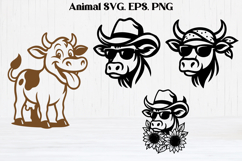 Cute highland cow SVG design | Farm animal SVG silhouette Product Image 1