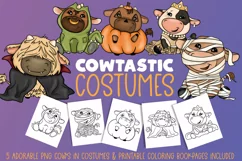 Cowtastic Costumes|5 PNG Cows in Costumes & Printable PDF Product Image 1