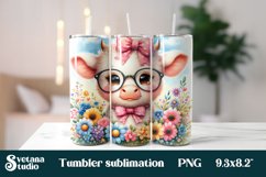Baby cow flower tumbler wrap sublimation PNG Product Image 1