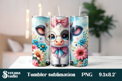 Baby cow flower tumbler wrap sublimation PNG design Product Image 1
