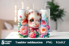 Baby cow flower tumbler wrap 20 Oz sublimation PNG design Product Image 1