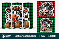 Funny cow farm tumbler wrap | Cute animal tumbler PNG Product Image 1