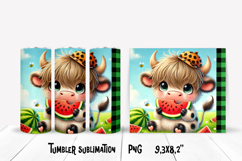 Cute highland cow watermelon tumbler | Animal tumbler PNG Product Image 1