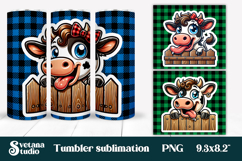 Funny cow farm tumbler wrap | Cute animal tumbler PNG Product Image 1