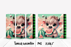 Cute highland cow watermelon tumbler | Animal tumbler PNG Product Image 1