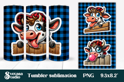 Funny cow farm tumbler wrap | Cute animal tumbler PNG Product Image 1