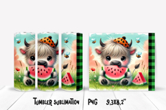 Cute highland cow watermelon tumbler | Animal tumbler PNG Product Image 1
