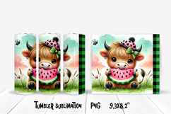 Cute highland cow watermelon tumbler | Animal tumbler PNG Product Image 1