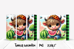 Cute highland cow watermelon tumbler | Animal tumbler PNG Product Image 1