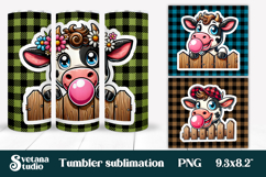 Funny cow farm tumbler wrap | Cute animal tumbler PNG Product Image 1