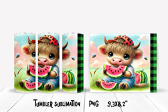 Cute highland cow watermelon tumbler | Animal tumbler PNG Product Image 1