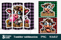 Funny cow farm tumbler wrap | Cute animal tumbler PNG Product Image 1