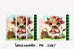 Cute highland cow watermelon tumbler | Animal tumbler PNG Product Image 1