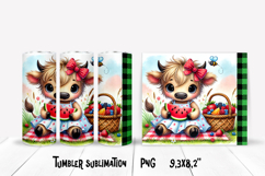 Cute highland cow watermelon tumbler | Animal tumbler PNG Product Image 1